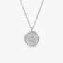 David Yurman Silver Diamond Letter Q Round Pendant Necklace, Length 42cm + 3cm + 3cm