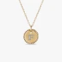 David Yurman Gold Diamond Initial F Disc Pendant Necklace