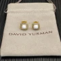 David Yurman 7mm Gold Square White Agate Stud Earrings