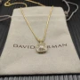 David Yurman Gold Pavé Square Diamond Pendant Necklace, 1.5mm Chain, Length 45cm + 5cm