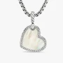 David Yurman Silver Heart White Mother-of-Pearl Necklace, 2mm Chain, 45+5cm Adjustable Length