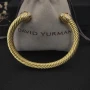 David Yurman 7mm Gold Half Pavé Diamond Cable Cuff Bracelet