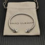 David Yurman 4mm Sterling Silver Faceted Pearl Bangle Bracelet