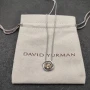 David Yurman 7mm Cable Twist Square Champagne Diamond Pendant Necklace, 1.5mm Chain, Length 45cm + 5cm