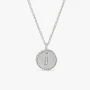 David Yurman Silver Diamond Letter J Round Pendant Necklace, Length 42cm + 3cm + 3cm