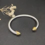 David Yurman 5mm Gold-Tone Cable Cuff Bracelet with Smooth Round End Caps