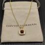 David Yurman Gold Square Red Diamond Necklace 1.5mm