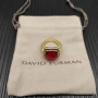 David Yurman Gold 14mm Square Red Pavé Diamond Ring