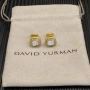 David Yurman 7mm Gold Square White Diamond Stud Earrings